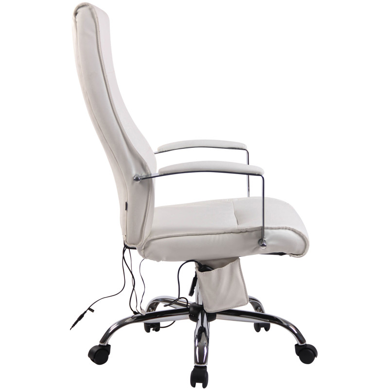 Chaise de bureau Portland en cuir artificiel avec fonction de massage blanc