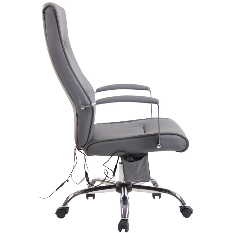 Chaise de bureau Portland en cuir artificiel avec fonction de massage gris