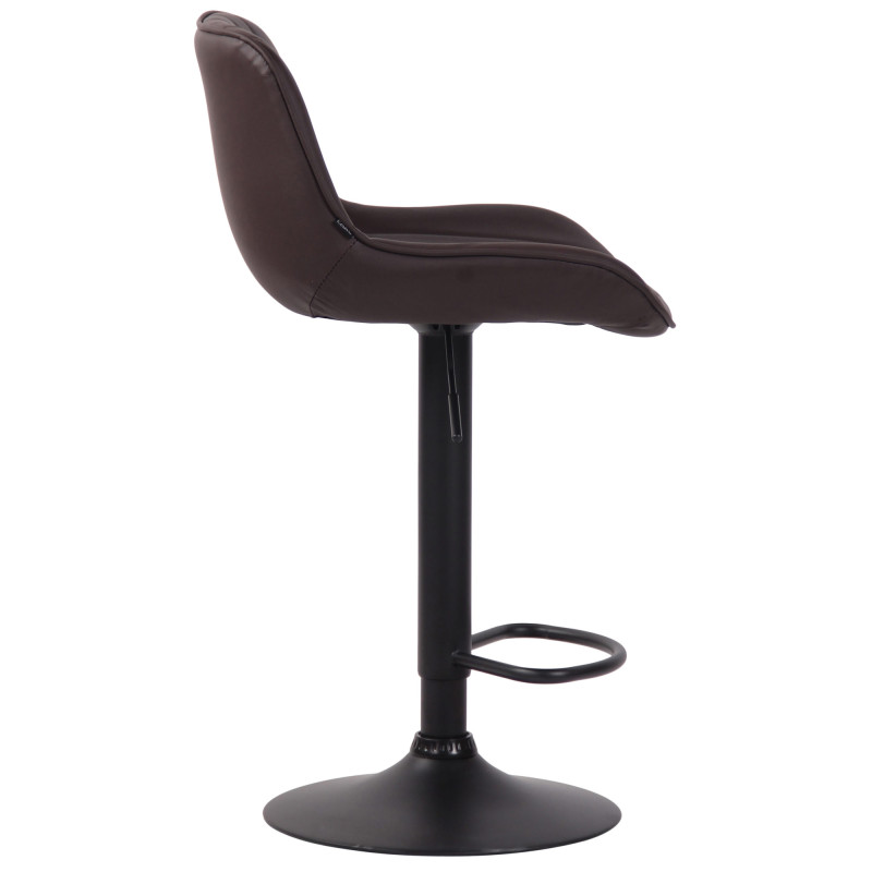 Tabouret de bar Lentini, similicuir, noir/marron