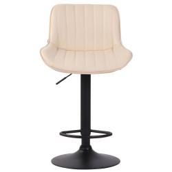 Tabouret de bar Lentini, similicuir, noir et crème