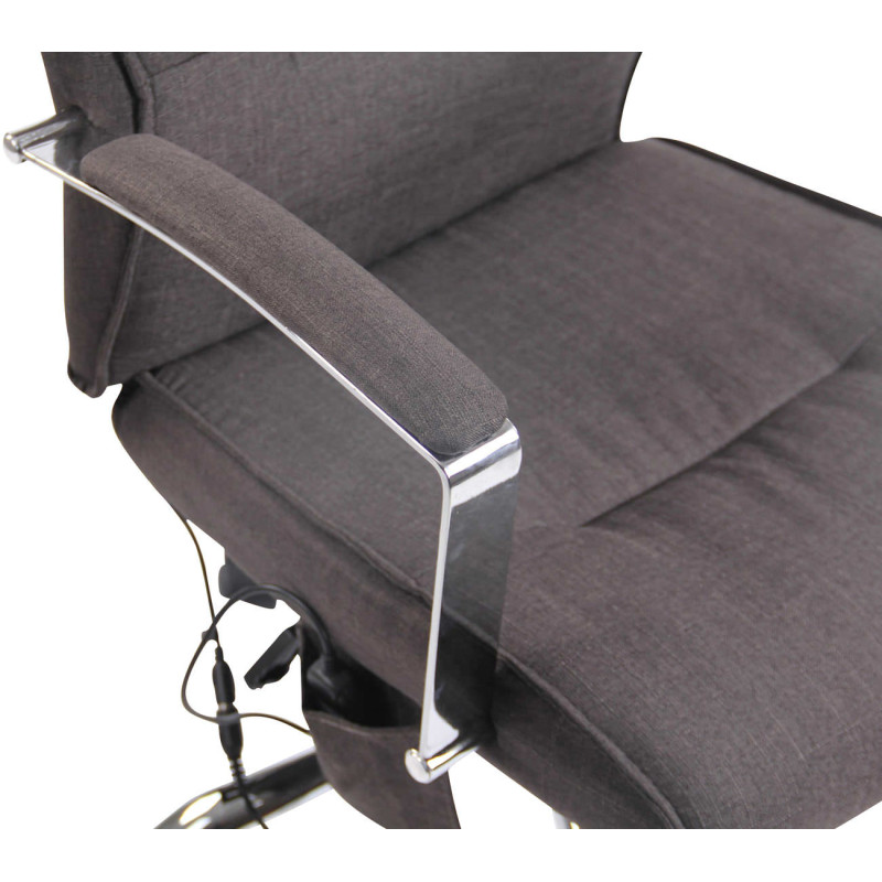 Chaise de bureau en tissu Portland avec fonction massage gris foncé
