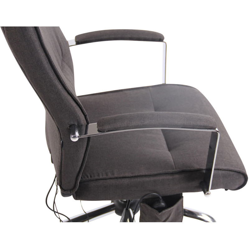 Chaise de bureau en tissu Portland avec fonction massage gris foncé
