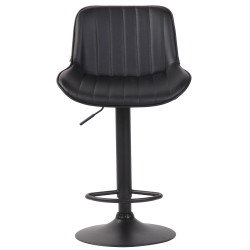 Taburete de bar Lentini, imitación de cuero, negro