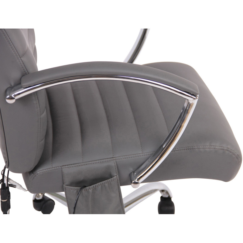 Chaise de bureau Valais en cuir artificiel avec fonction massage gris