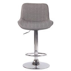 Tabouret de bar Lentini, tissu, gris chromé