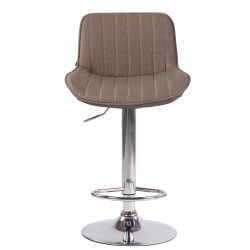 Tabouret de bar Lentini, tissu, chrome, taupe