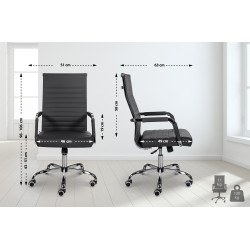 Chaise de bureau Amadora en cuir artificiel noir