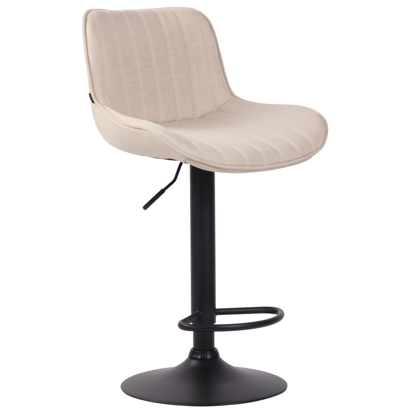 Tabouret de bar Lentini, tissu, noir et crème