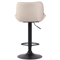 Tabouret de bar Lentini, tissu, noir et crème
