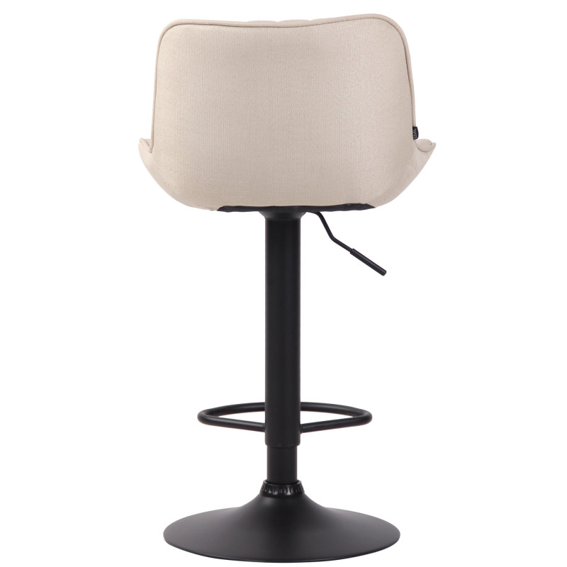 Tabouret de bar Lentini, tissu, noir et crème