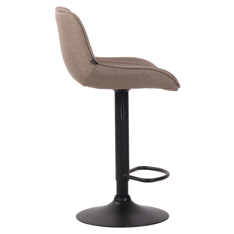 Tabouret de bar Lentini, tissu taupe noir