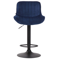 Tabouret de bar Lentini en velours, noir et bleu