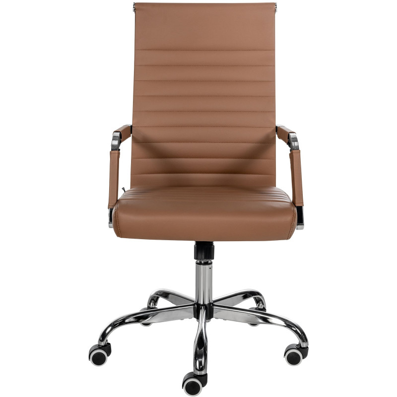 Chaise de bureau Amadora en cuir artificiel marron clair