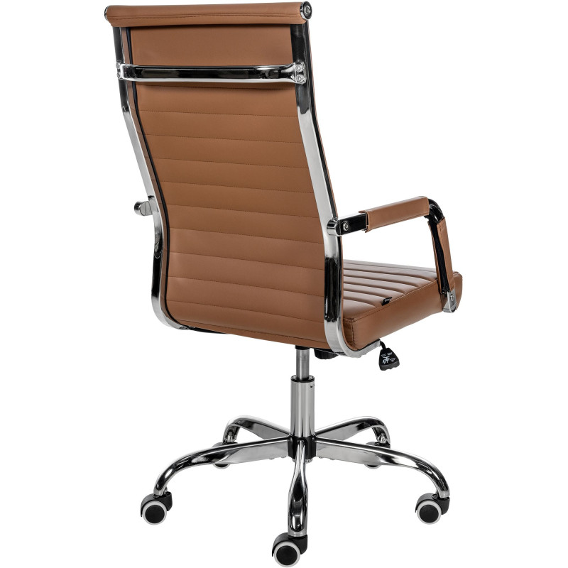 Chaise de bureau Amadora en cuir artificiel marron clair