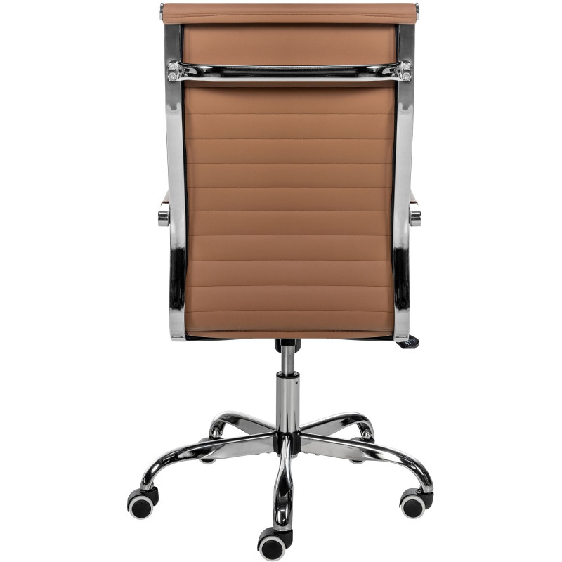 Chaise de bureau Amadora en cuir artificiel marron clair