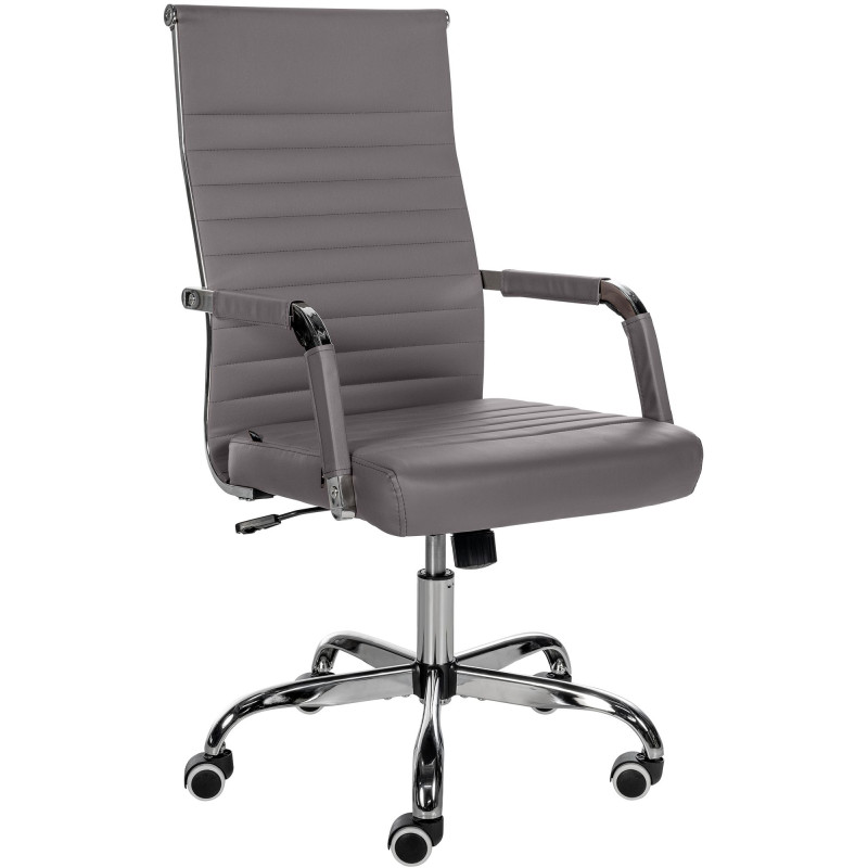 Chaise de bureau Amadora en cuir artificiel gris