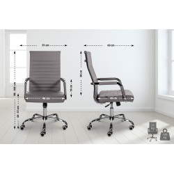 Chaise de bureau Amadora en cuir artificiel gris