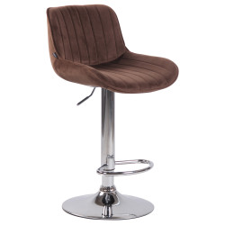 Tabouret de bar Lentini en velours, marron chromé