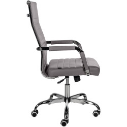 Chaise de bureau Amadora en cuir artificiel gris