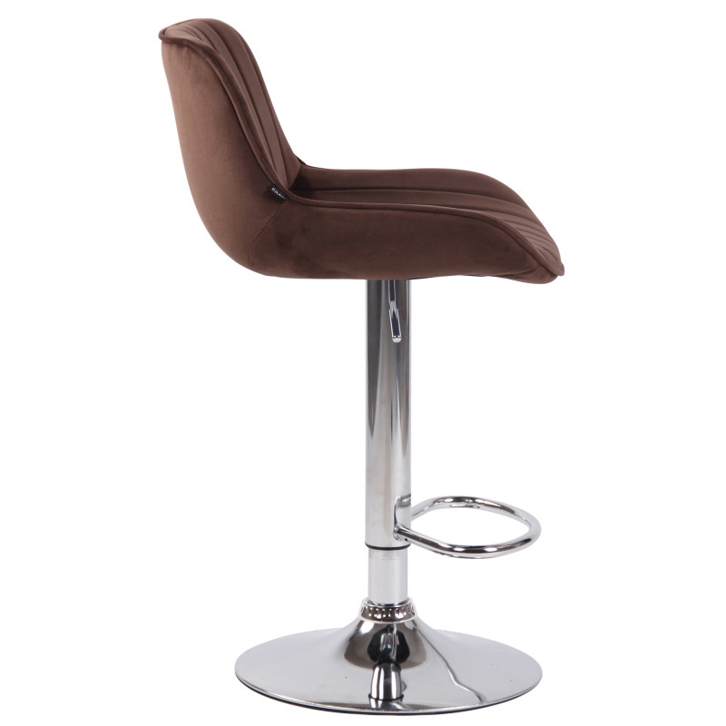 Tabouret de bar Lentini en velours, marron chromé