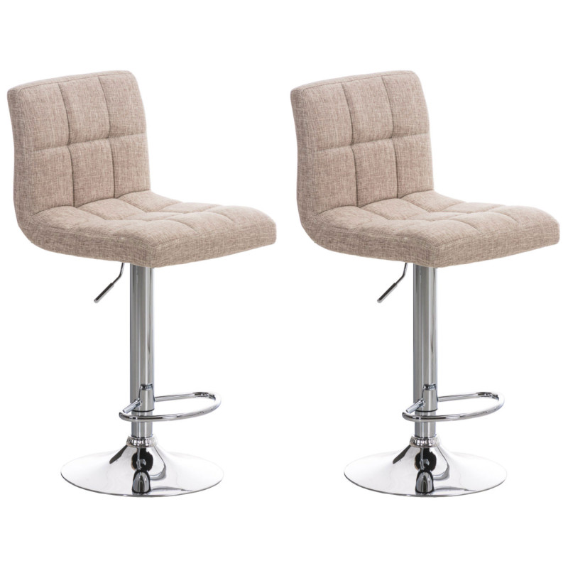 Set di 2 sgabelli da bar Peru, tessuto C, crema