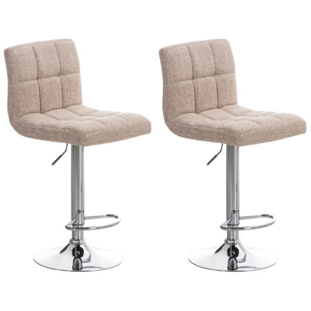 Ensemble de 2 tabourets de bar Peru, tissu C, crème
