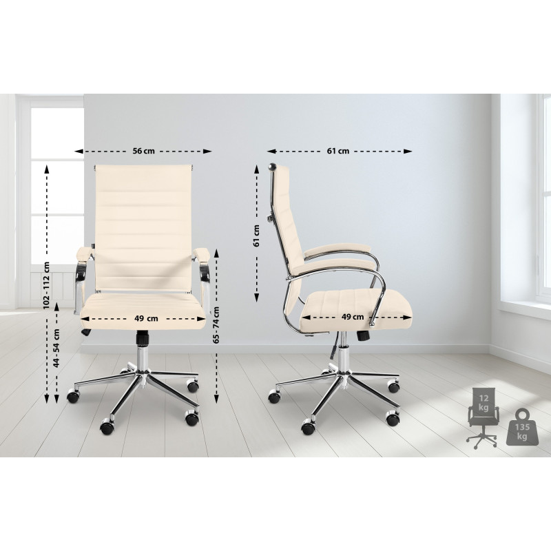 Chaise de bureau Mollis en cuir véritable crème