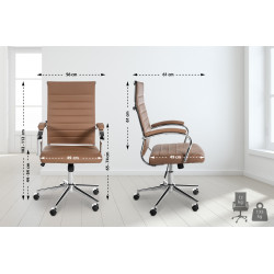 Chaise de bureau Mollis en cuir véritable marron clair