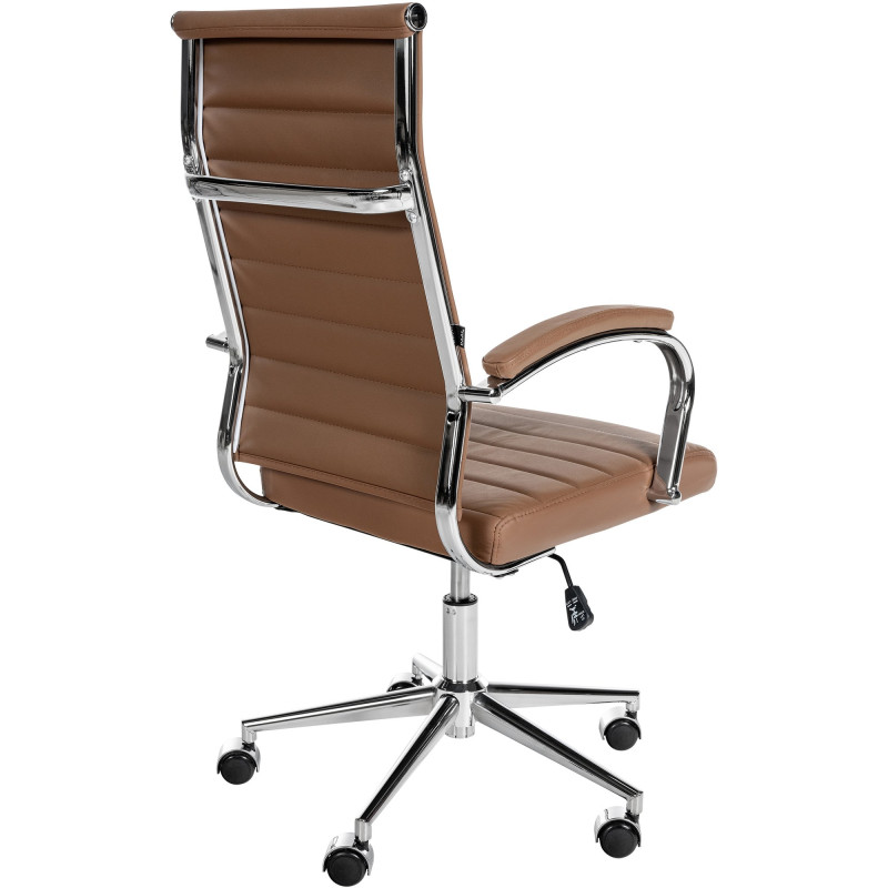 Chaise de bureau Mollis en cuir véritable marron clair