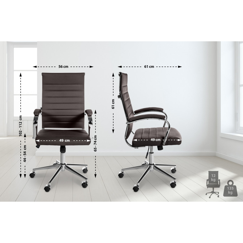 Chaise de bureau Mollis en cuir véritable café
