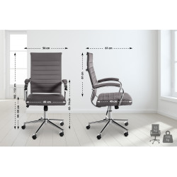 Chaise de bureau Mollis en cuir véritable gris