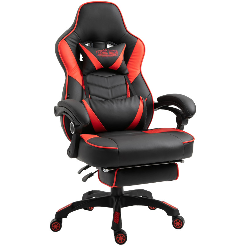 Chaise de bureau Tilos en cuir artificiel noir/rouge