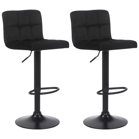 Lot de 2 tabourets de bar Feni en velours noir