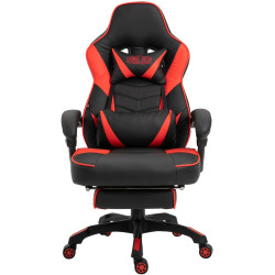 Chaise de bureau Tilos en cuir artificiel noir/rouge
