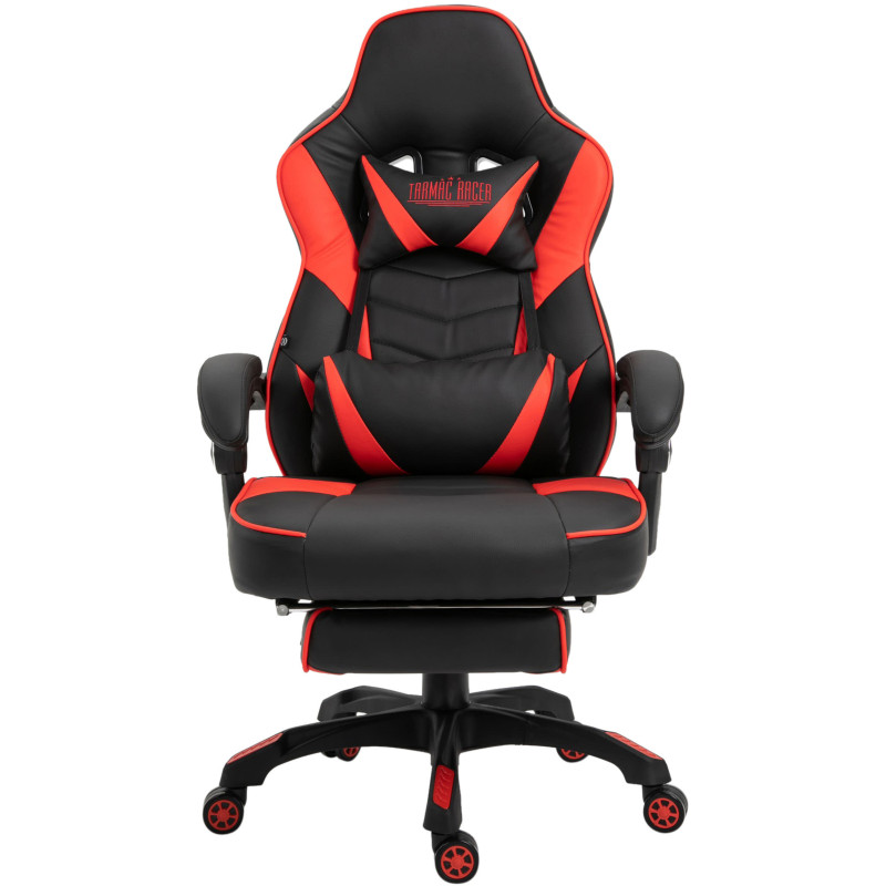 Chaise de bureau Tilos en cuir artificiel noir/rouge