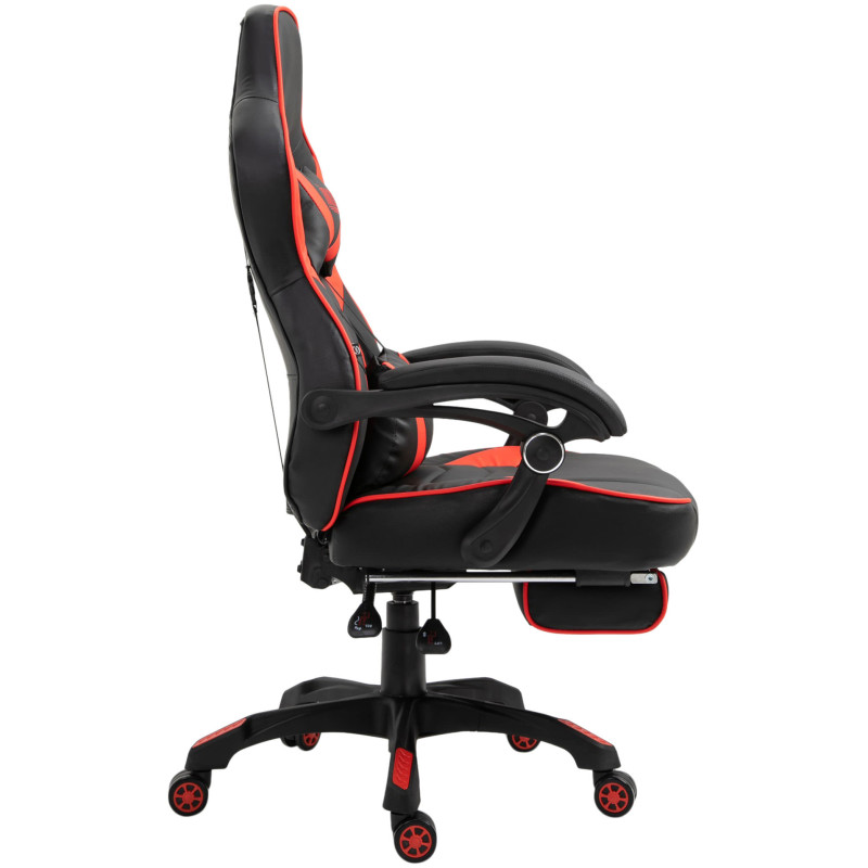 Chaise de bureau Tilos en cuir artificiel noir/rouge