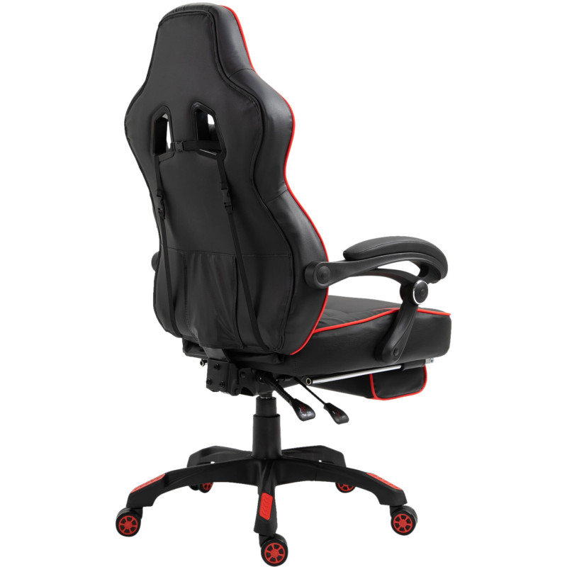 Chaise de bureau Tilos en cuir artificiel noir/rouge