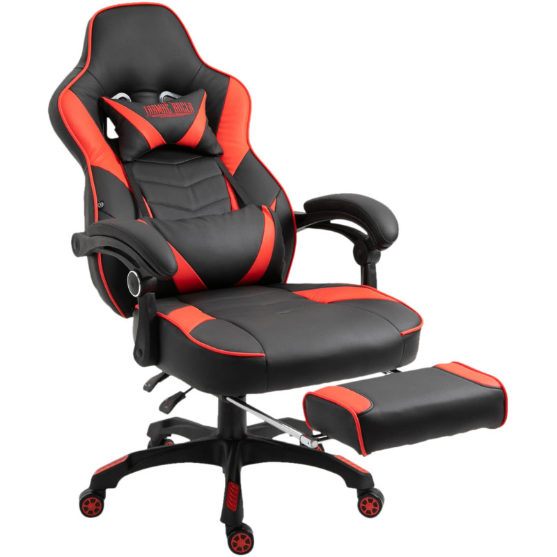 Chaise de bureau Tilos en cuir artificiel noir/rouge