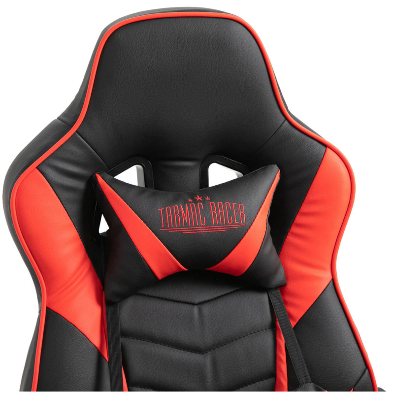 Chaise de bureau Tilos en cuir artificiel noir/rouge