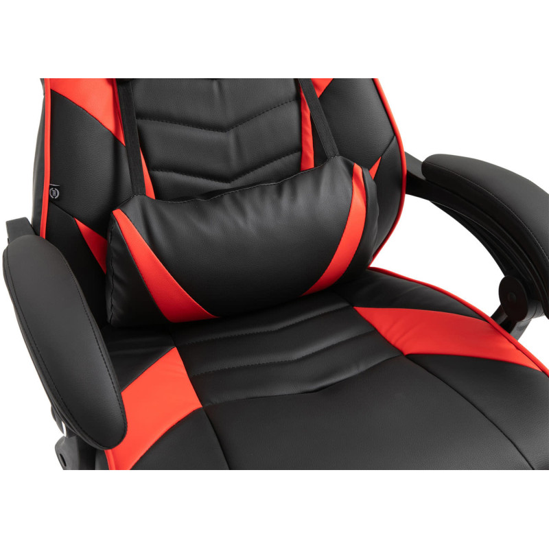 Chaise de bureau Tilos en cuir artificiel noir/rouge