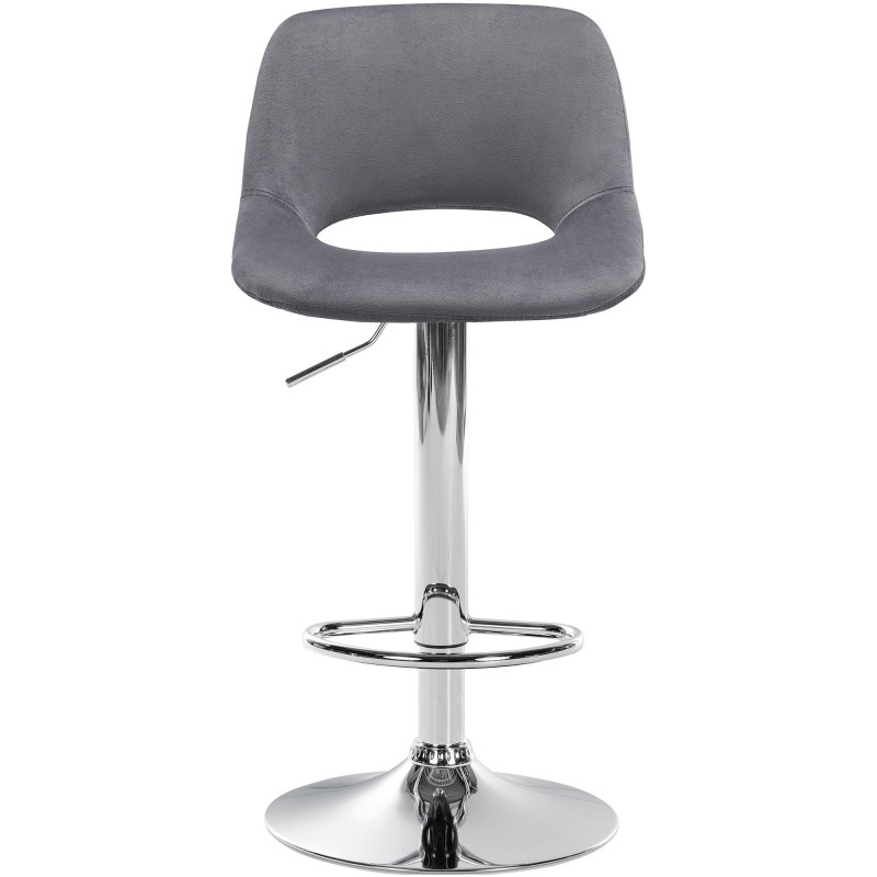 Lot de 2 tabourets de bar Camden en velours gris foncé chromé