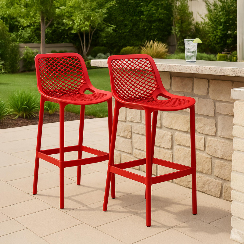 Juego de 2 taburetes de bar Air, rojos