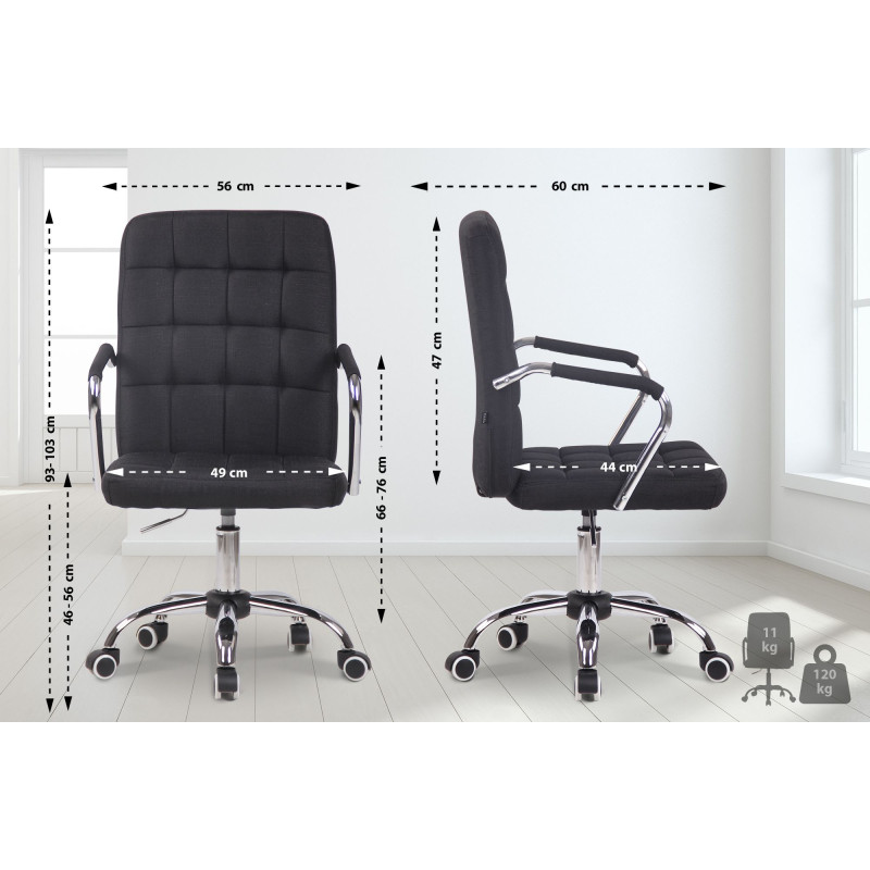 Chaise de bureau en tissu Terni noir