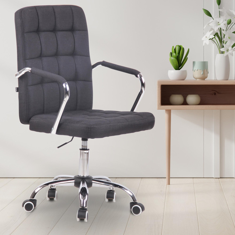Chaise de bureau en tissu Terni noir