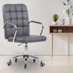 Chaise de bureau Terni en cuir artificiel gris
