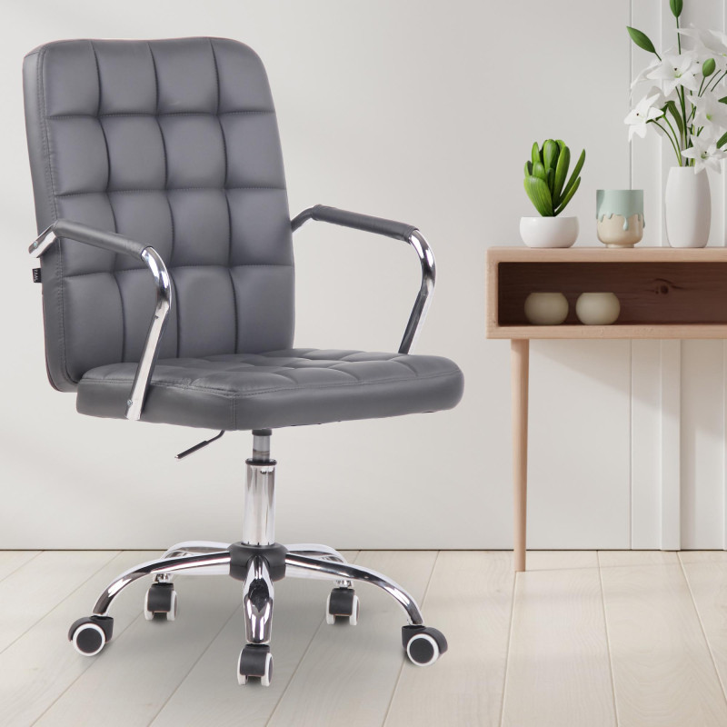 Chaise de bureau Terni en cuir artificiel gris