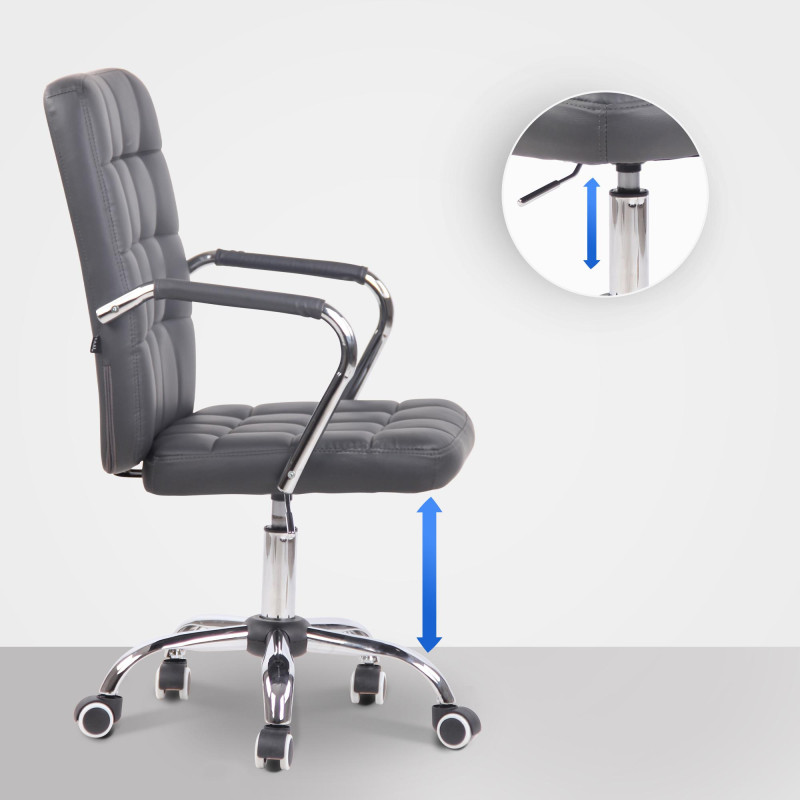 Chaise de bureau Terni en cuir artificiel gris
