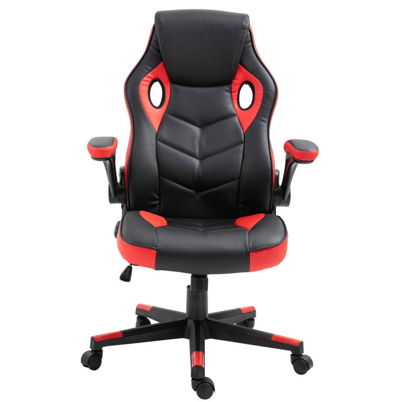 Chaise de bureau Omis en cuir artificiel noir/rouge