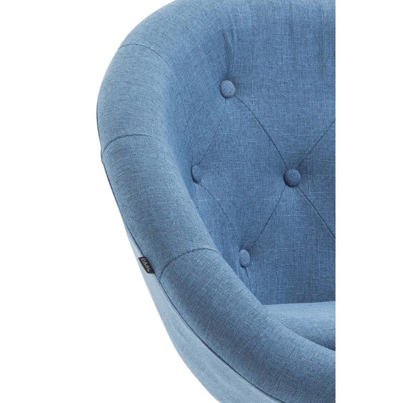 Taburete de bar London V2, tapizado en tela, cromado azul