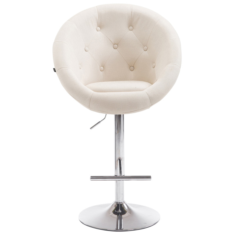 Banqueta de bar London V2 em tecido cromado creme